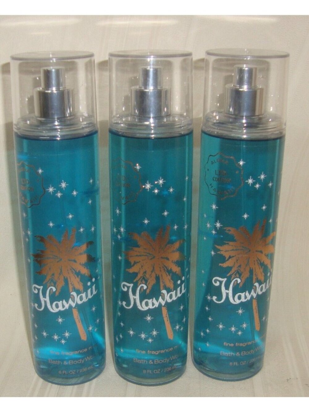 Bath & Body Works  Limited Edition Hawaii Fine Fragrance Mist 8 oz LOT OF 3